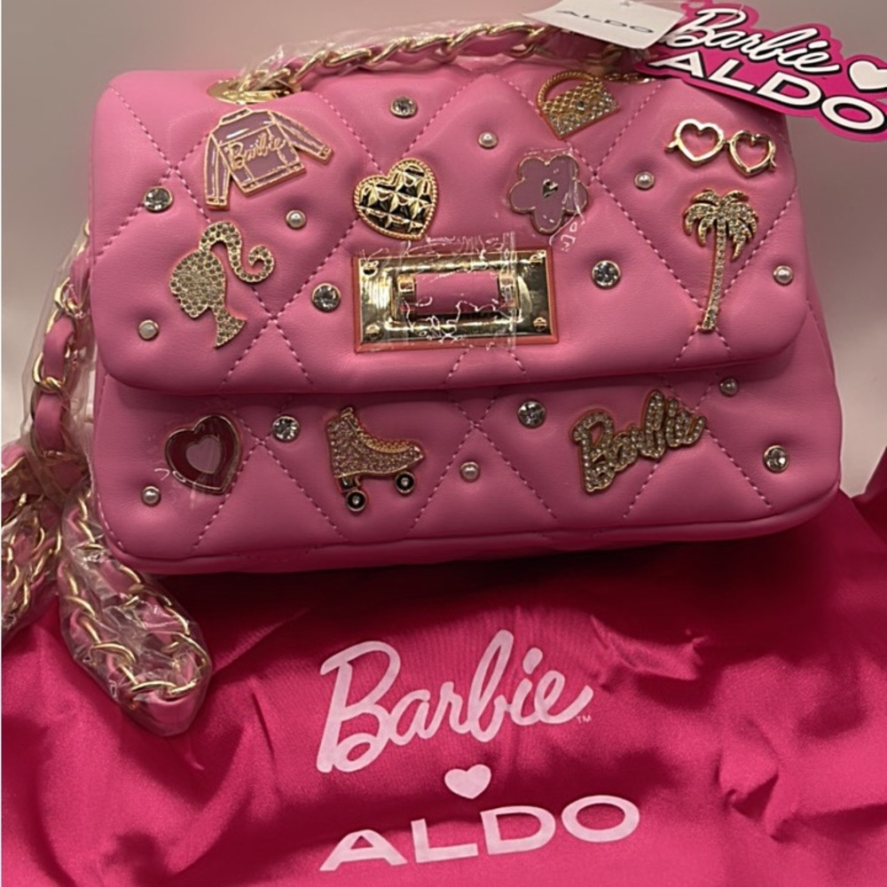Aldo Barbie Pink Crossbody Bag with Gold Details